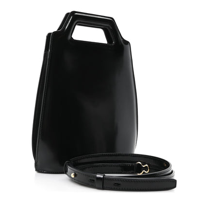 Brushed Calfskin North South Wanda Top Handle Bag Black