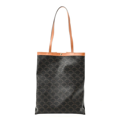 Triomphe Canvas Calfskin Flat Shopper Tote Honey