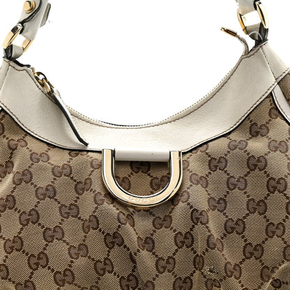 Monogram Medium D Gold Ring Hobo White