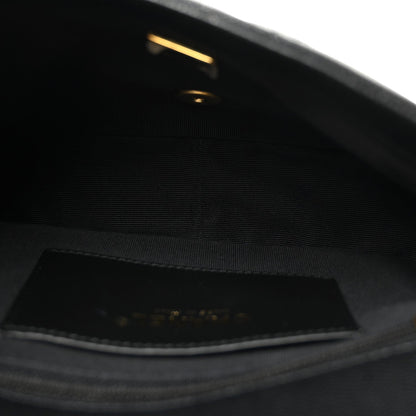 Shiny Caviar Quilted Mini Chain Messenger Flap Bag Black