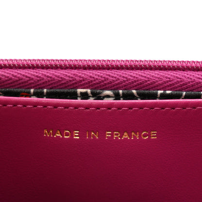 Caviar Quilted Chain Embossed CC Wallet On Chain WOC Fuchsia