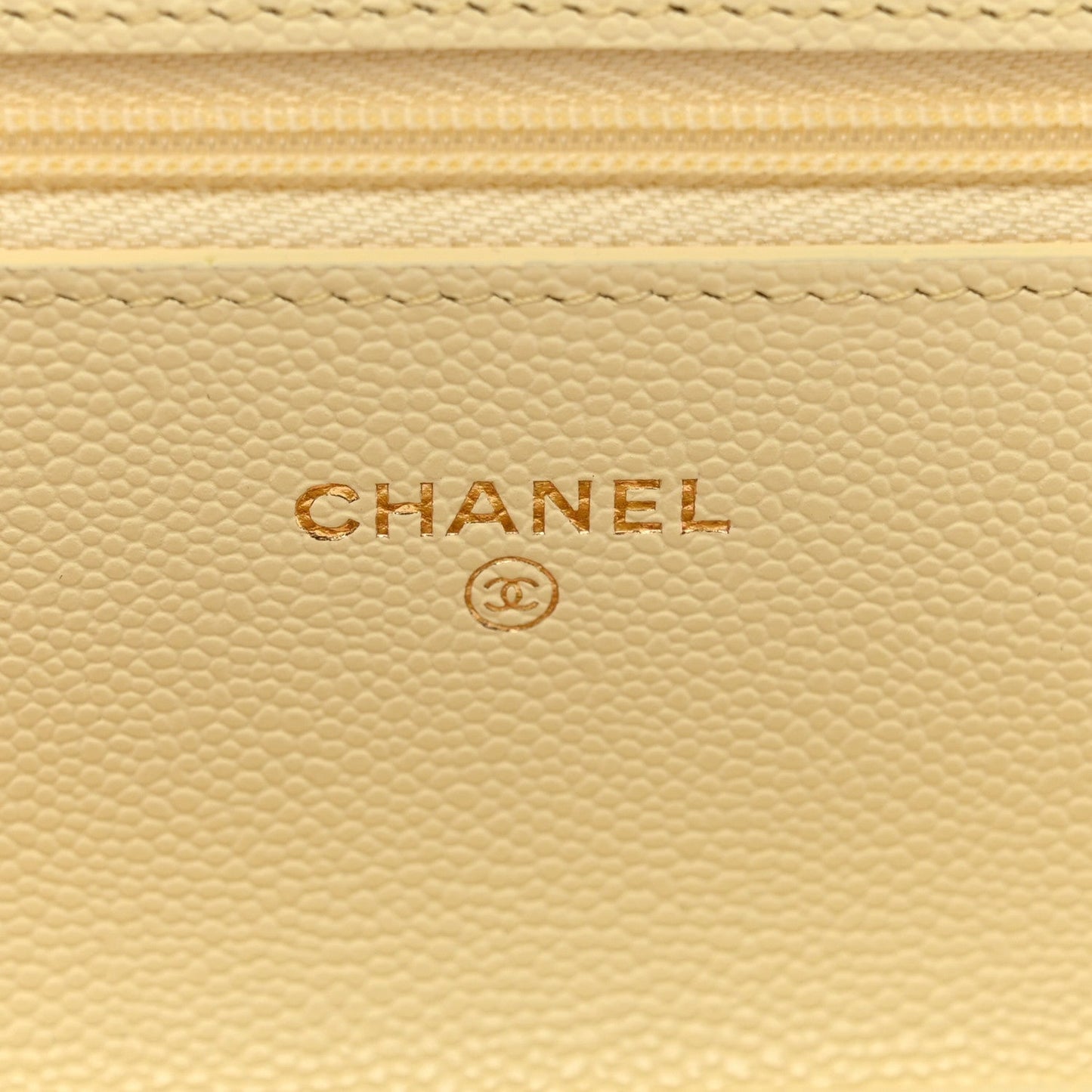 Caviar Quilted CC Turn Lock Wallet On Chain WOC Light Yellow