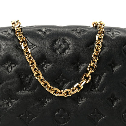 Lambskin Embossed Monogram Pochette Coussin Black