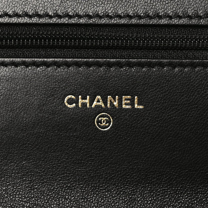 Lambskin Quilted Chanel 19 Wallet On Chain WOC Black