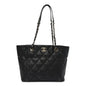 Caviar Quilted Small Shopping Tote Black