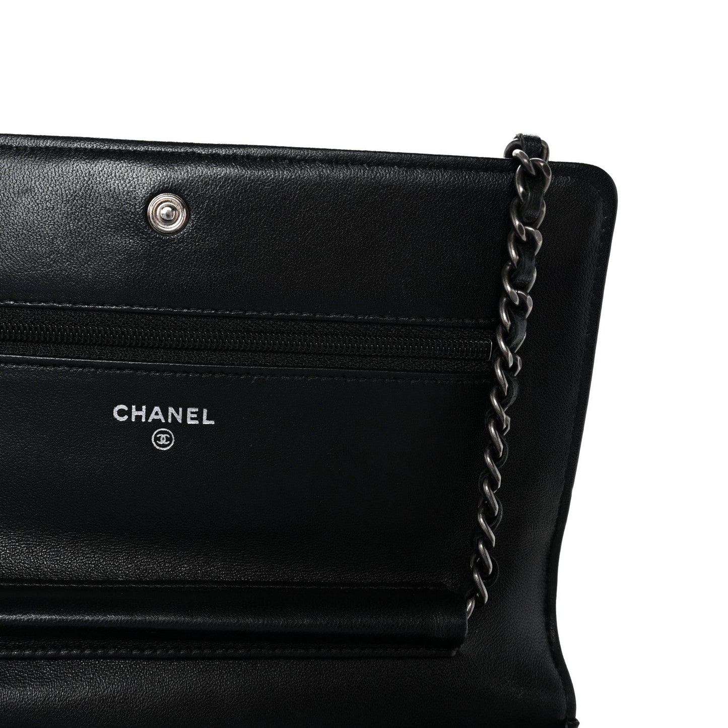 Lambskin Quilted Boy Wallet On Chain WOC Black