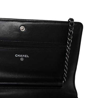 Lambskin Quilted Boy Wallet On Chain WOC Black