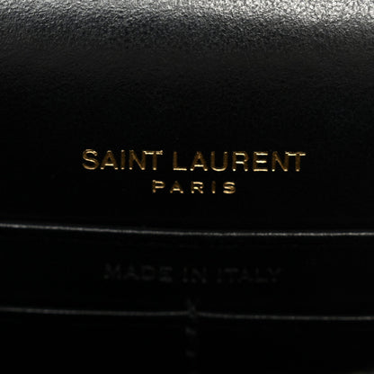 Coated Bark Calfskin Sunset Chain Wallet Black