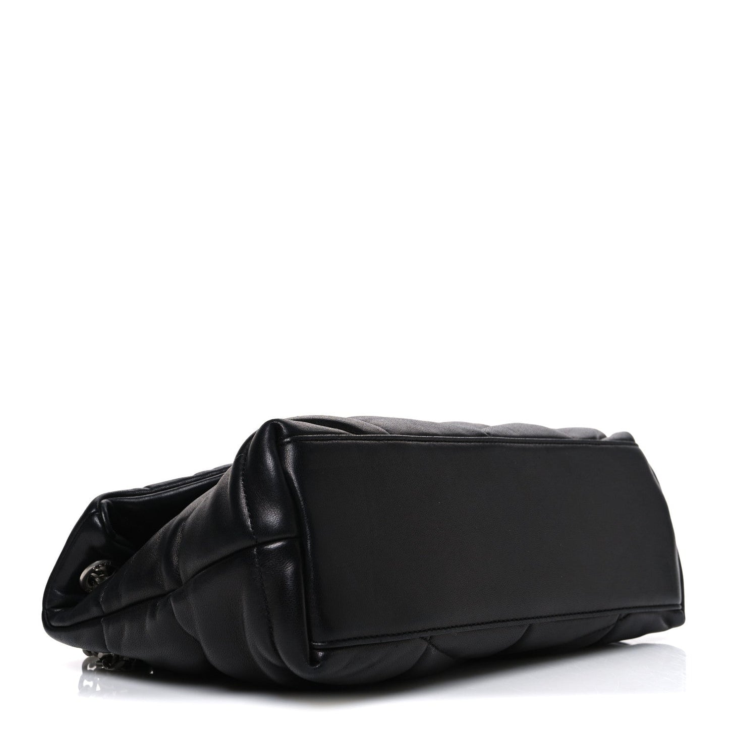Lambskin Quilted Small Loulou Puffer Monogram Chain Satchel Black