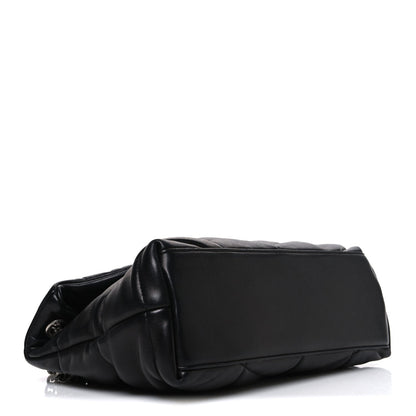 Lambskin Quilted Small Loulou Puffer Monogram Chain Satchel Black