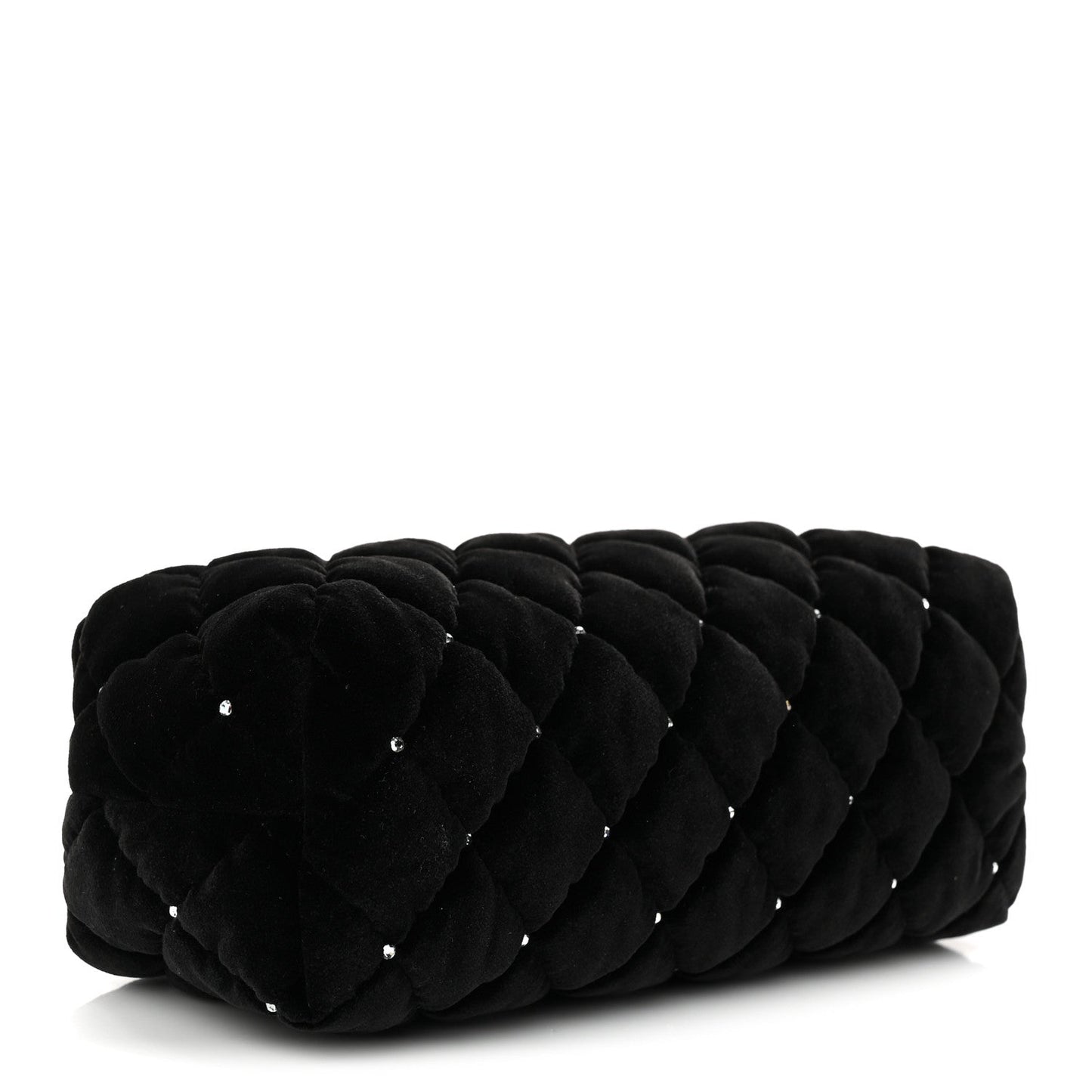 Velvet Diamanté Quilted Wristlet Clutch Black