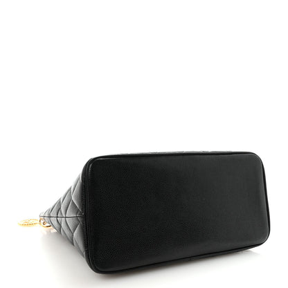 Caviar Quilted Medallion Tote Black