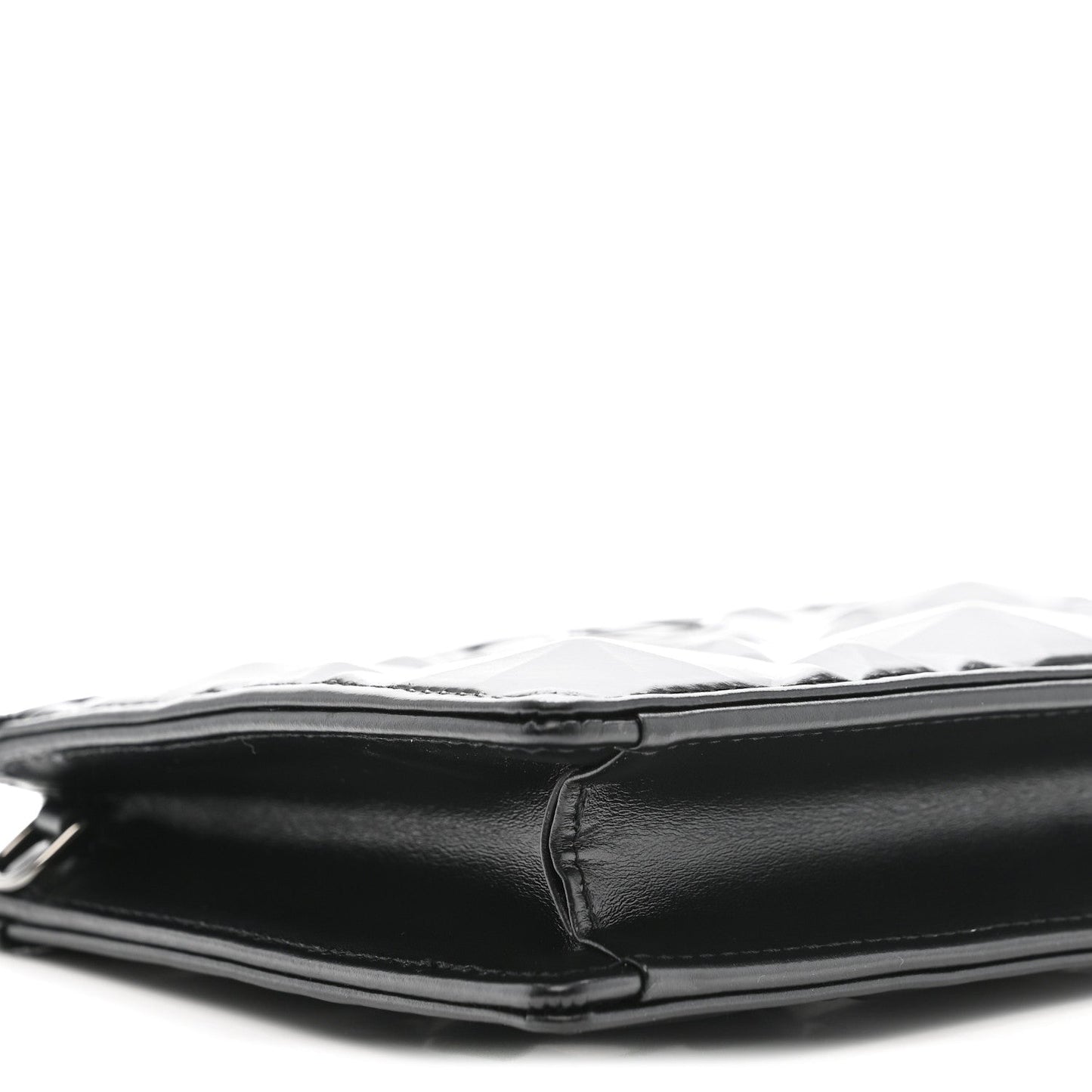Calfskin Macrocannage Diamond Caro Zipped Pouch With Chain Black