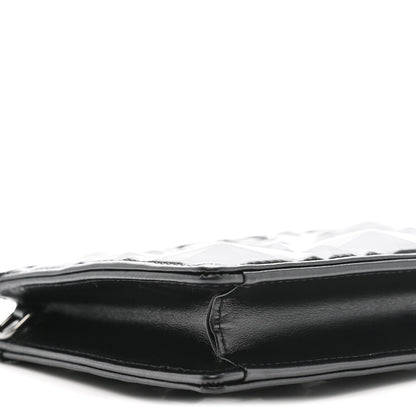 Calfskin Macrocannage Diamond Caro Zipped Pouch With Chain Black