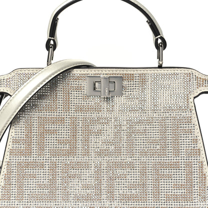 Iridescent Crystal Vitello Laminato Suede FF Petite Peekaboo I SEE U Satchel Cappuccino