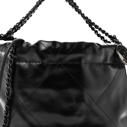 Shiny Calfskin Quilted Mini Chanel 22 So Black