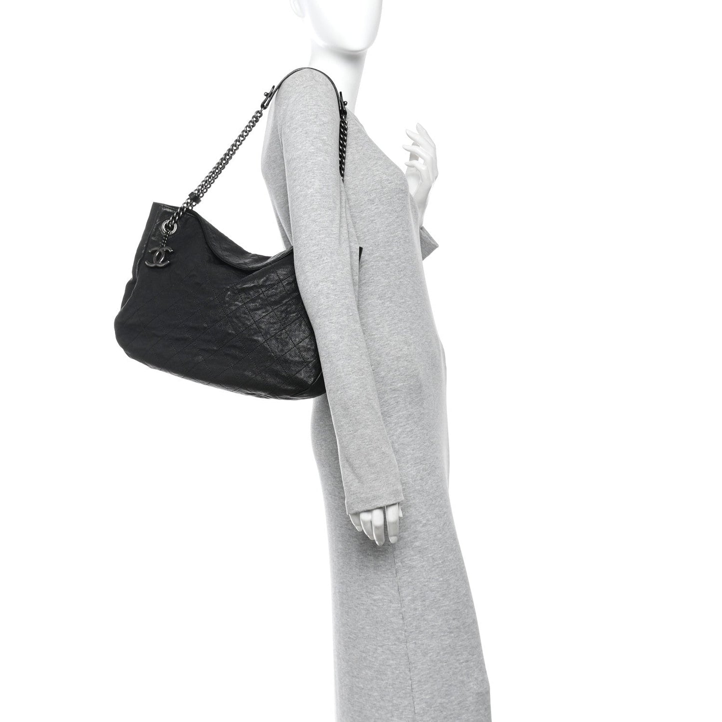 Caviar Quilted Simply CC Hobo Black