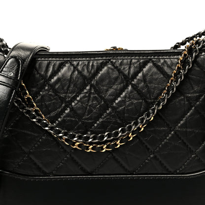 Aged Calfskin Quilted New Medium Gabrielle Hobo Black