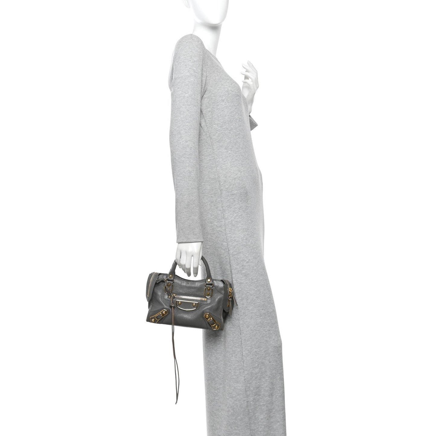 Chevre Gold Metallic Edge Hardware Mini City Gris Acier