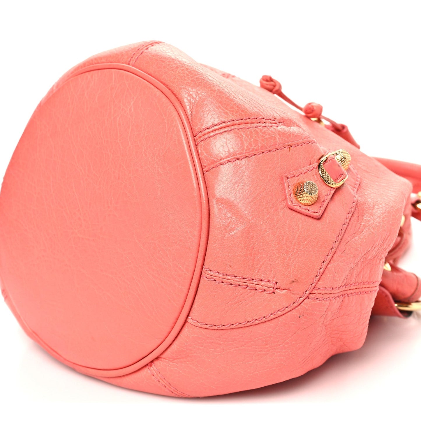 Agneau Giant 12 Gold Hardware Mini Pompon Rose Azalee