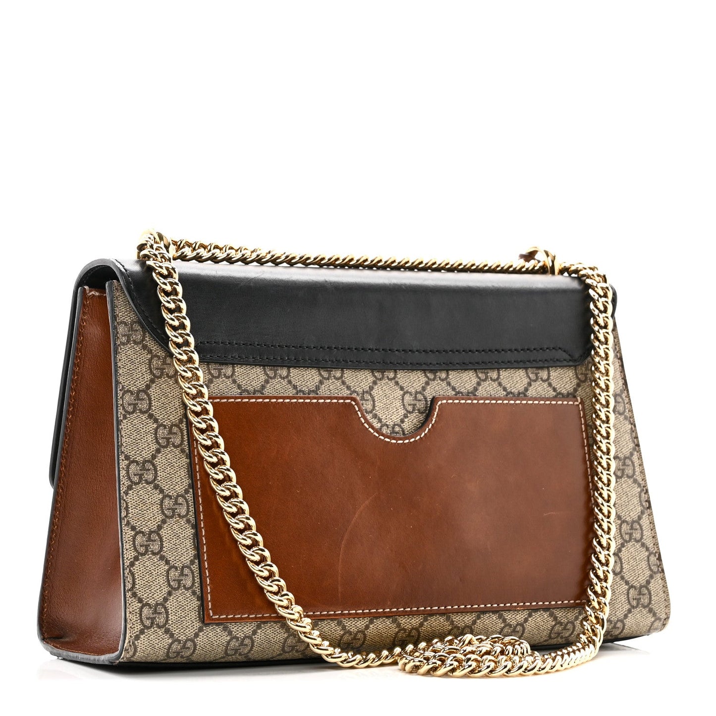 GG Supreme Monogram Calfskin Medium Padlock Shoulder Bag Beige Black Cuir