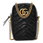 Calfskin Matelasse Mini GG Marmont Crossbody Bag Black