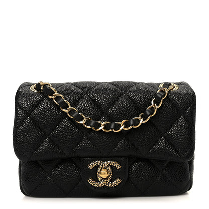 Grained Lambskin Quilted Mini Flap Black