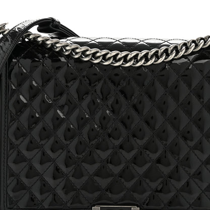Patent Quilted Large Boy Flap Black