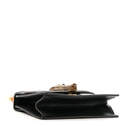 GG Supreme Monogram Goatskin Pearl Mini Fox Broche Bamboo Top Handle Bag Beige Ebony Black Hibiscus Red Mystic White