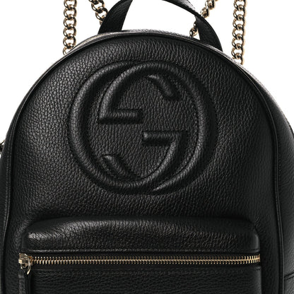 Pebbled Calfskin Soho Chain Backpack Black