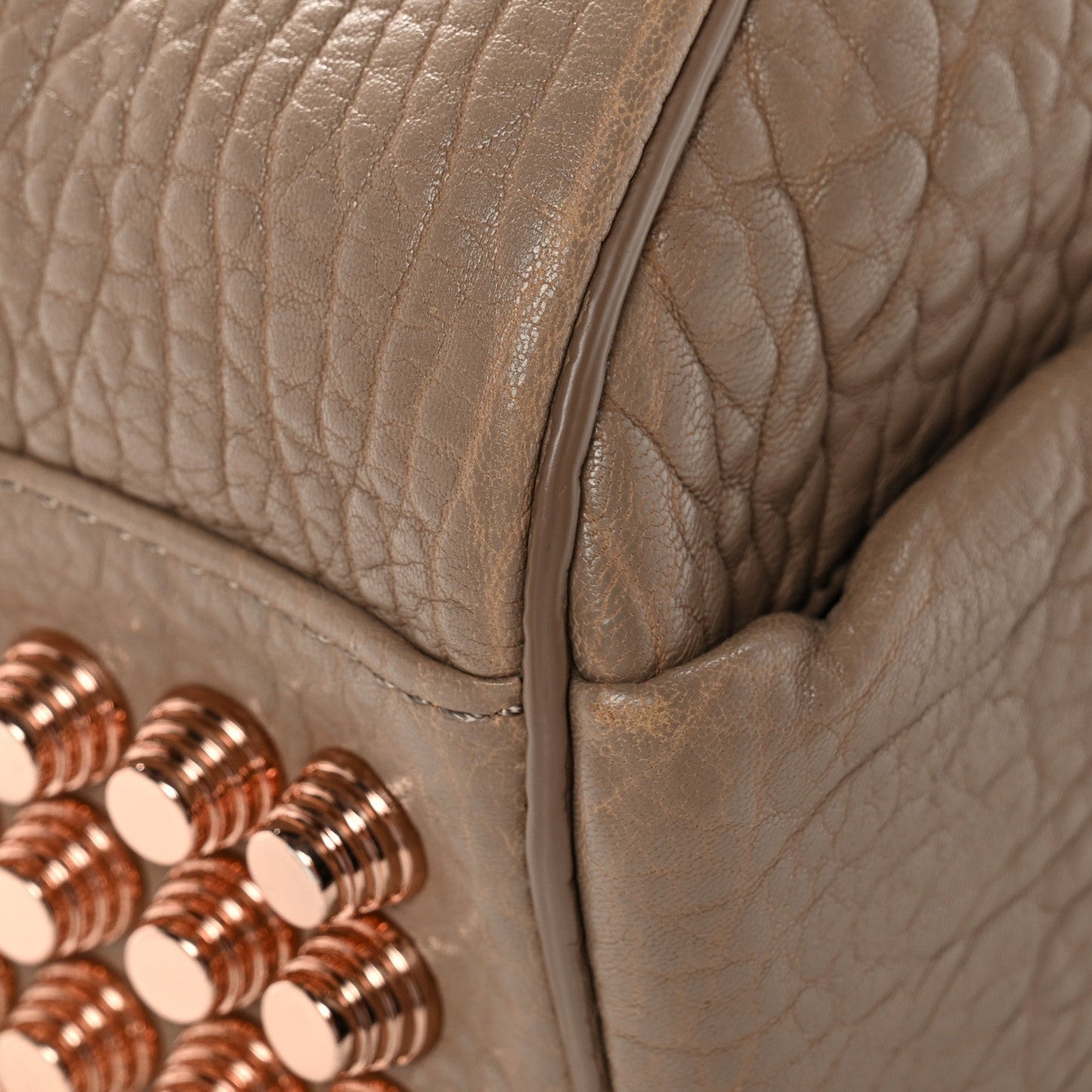 Pebbled Lambskin Rocco Latte Rose Gold Hardware