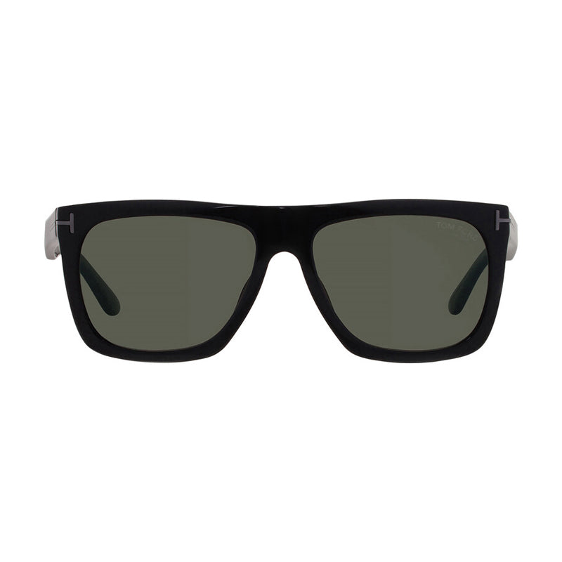 Tom Ford Sunglasses Rectangle Full Rim, Shiny Black Frame and Gray Polarized Lens FT0513-N01D