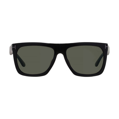 Tom Ford Sunglasses Rectangle Full Rim, Shiny Black Frame and Gray Polarized Lens FT0513-N01D