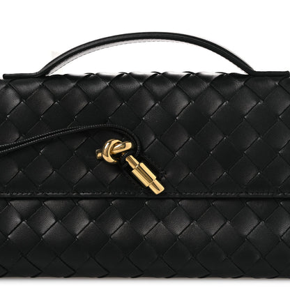 Nappa Intrecciato Long Andiamo Top Handle Clutch Black
