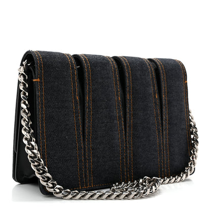 Denim Calfskin Small Slash Bag Blue Black