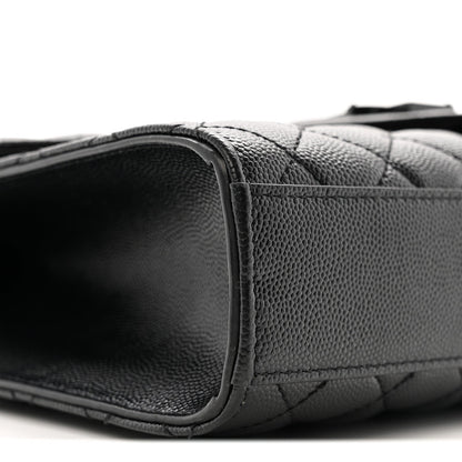 Grain De Poudre Textured Mixed Matelasse Triquilt Medium Monogram Monochrome Satchel Black