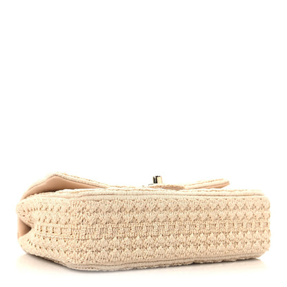 Crochet Embroidered Mini Rectangular Flap Beige