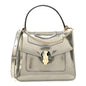 Metallic Calfskin Serpenti Forever Top Handle Silver