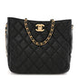 Lambskin Quilted Small Pearl Crush Hobo Black