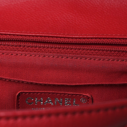 Caviar Chevron Quilted Small Single Flap Red