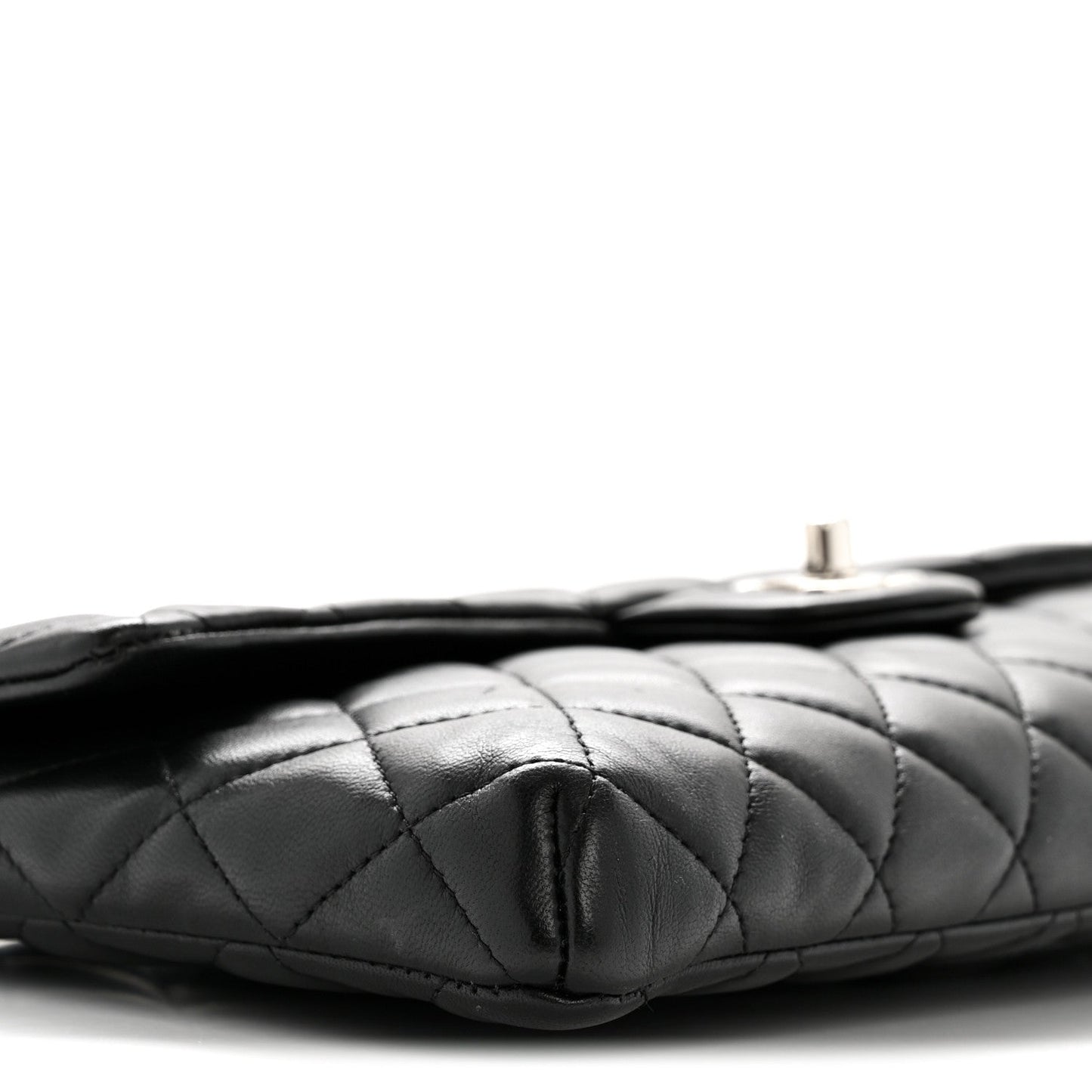 Lambskin Quilted Flap Clutch Black
