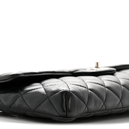 Lambskin Quilted Flap Clutch Black