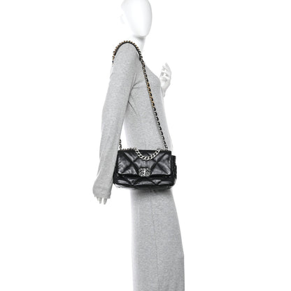 Lambskin Quilted Medium Chanel 19 Flap Black