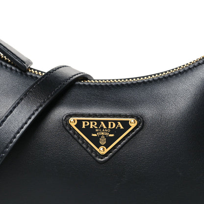 Soft Calfskin Arque Shoulder Bag Black