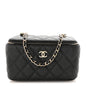Caviar Quilted Small Tiny CC Vanity Case With Chain Black