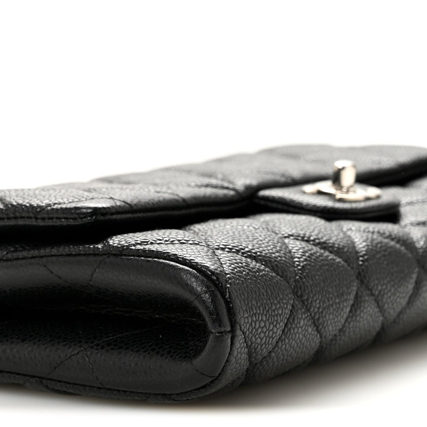 Caviar Quilted Clutch With Chain Flap Black