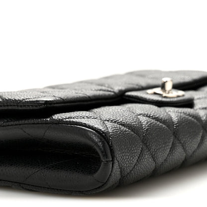 Caviar Quilted Clutch With Chain Flap Black