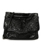 Crinkled Calfskin Matelasse Monogram Large Niki Chain Satchel Black