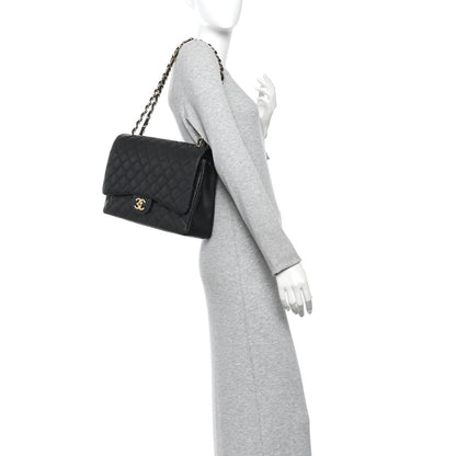 Caviar Quilted Maxi Double Flap Black