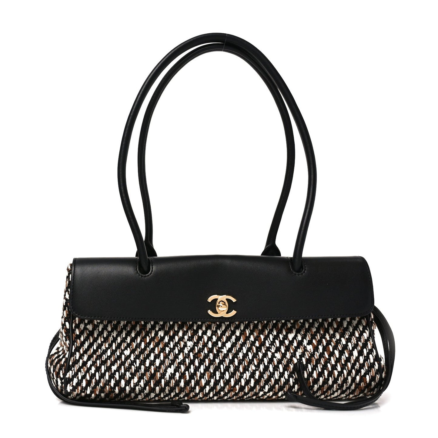 Tweed Calfskin Urban Essentials Small Shopping Bag Black Multicolor